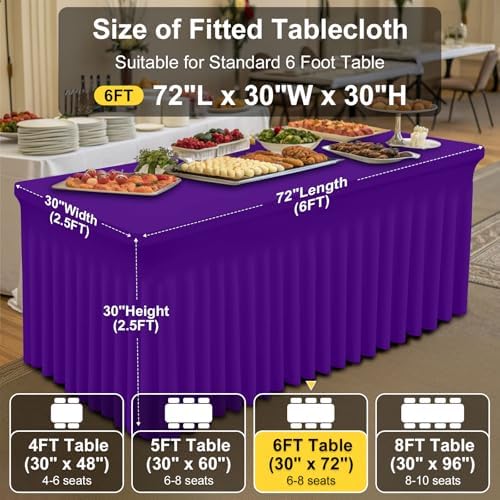 2 Pack Spandex Open Back Tablecloth, Elastic Fitted Stretch Tablecloth for 6FT Rectangle Tables, Waterproof, alternate view 4