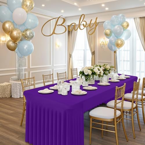 2 Pack Spandex Open Back Tablecloth, Elastic Fitted Stretch Tablecloth for 6FT Rectangle Tables, Waterproof, alternate view 5