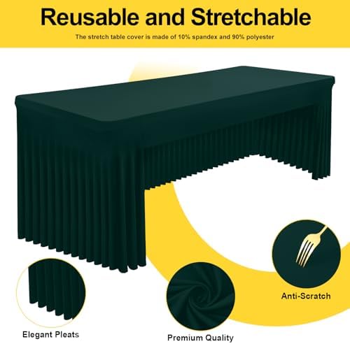 2 Pack Spandex Open Back Tablecloth, Elastic Fitted Stretch Tablecloth for 6FT Rectangle Tables, Waterproof, alternate view 2