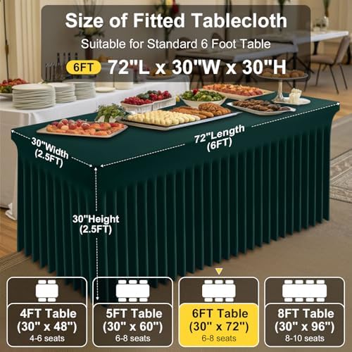 2 Pack Spandex Open Back Tablecloth, Elastic Fitted Stretch Tablecloth for 6FT Rectangle Tables, Waterproof, alternate view 4