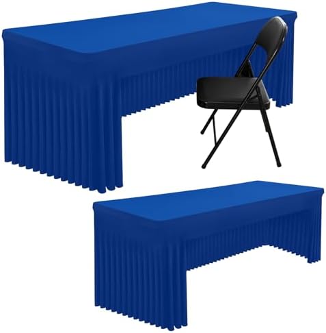 2 Pack Spandex Open Back Tablecloth, Elastic Fitted Stretch Tablecloth for 8FT Rectangle Tables, Waterproof