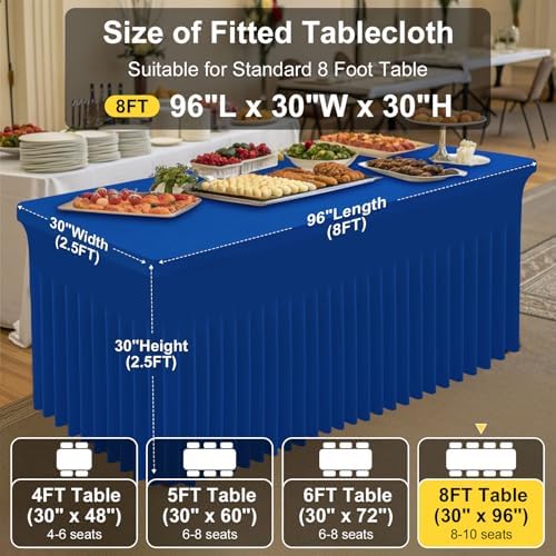2 Pack Spandex Open Back Tablecloth, Elastic Fitted Stretch Tablecloth for 8FT Rectangle Tables, Waterproof, alternate view 4