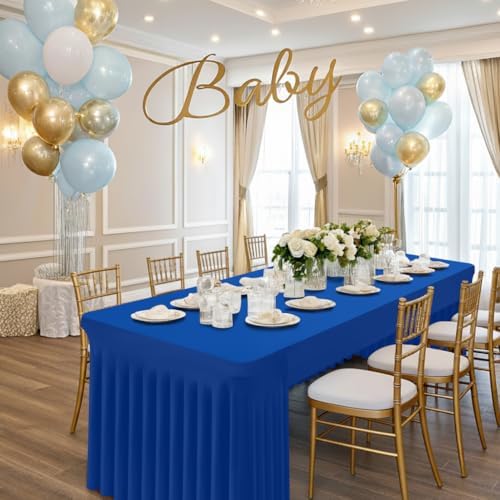 2 Pack Spandex Open Back Tablecloth, Elastic Fitted Stretch Tablecloth for 8FT Rectangle Tables, Waterproof, alternate view 5