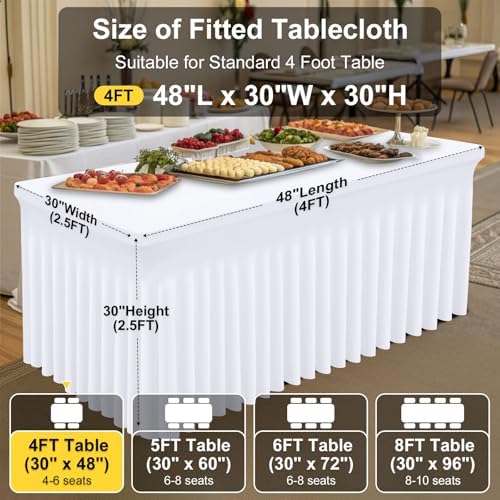 2 Pack Spandex Open Back Tablecloth, Elastic Fitted Stretch Tablecloth for 4FT Rectangle Tables, Waterproof, alternate view 4