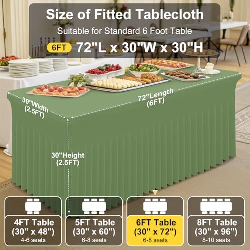 2 Pack Spandex Open Back Tablecloth, Elastic Fitted Stretch Tablecloth for 6FT Rectangle Tables, Waterproof, alternate view 4