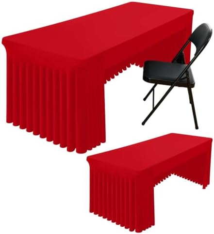 2 Pack Spandex Open Back Tablecloth, Elastic Fitted Stretch Tablecloth for 4FT Rectangle Tables, Waterproof