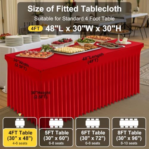 2 Pack Spandex Open Back Tablecloth, Elastic Fitted Stretch Tablecloth for 4FT Rectangle Tables, Waterproof, alternate view 3
