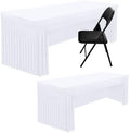 2 Pack Spandex Open Back Tablecloth, Elastic Fitted Stretch Tablecloth for 8FT Rectangle Tables, Waterproof
