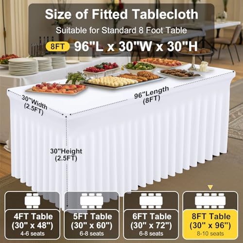 2 Pack Spandex Open Back Tablecloth, Elastic Fitted Stretch Tablecloth for 8FT Rectangle Tables, Waterproof, alternate view 4