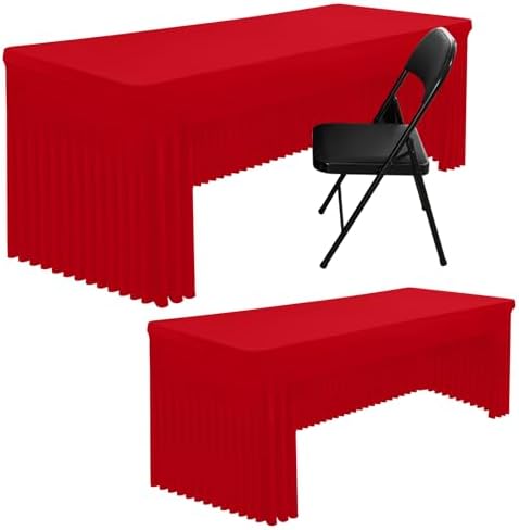 2 Pack Spandex Open Back Tablecloth, Elastic Fitted Stretch Tablecloth for 6FT Rectangle Tables, Waterproof