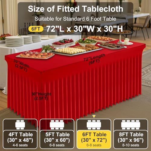 2 Pack Spandex Open Back Tablecloth, Elastic Fitted Stretch Tablecloth for 6FT Rectangle Tables, Waterproof, alternate view 4