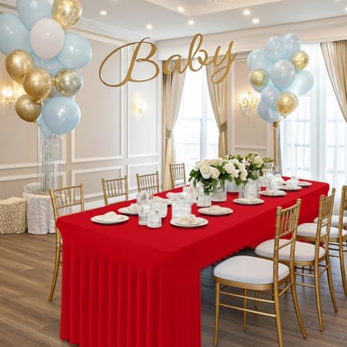 2 Pack Spandex Open Back Tablecloth, Elastic Fitted Stretch Tablecloth for 6FT Rectangle Tables, Waterproof, alternate view 5
