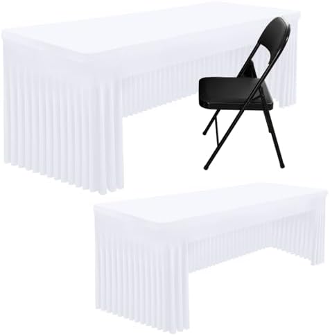 2 Pack Spandex Open Back Tablecloth, Elastic Fitted Stretch Tablecloth for 5FT Rectangle Tables, Waterproof