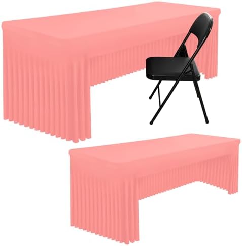 2 Pack Spandex Open Back Tablecloth, Elastic Fitted Stretch Tablecloth for 6FT Rectangle Tables, Waterproof