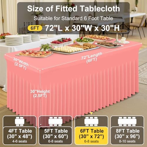 2 Pack Spandex Open Back Tablecloth, Elastic Fitted Stretch Tablecloth for 6FT Rectangle Tables, Waterproof, alternate view 4