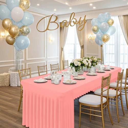 2 Pack Spandex Open Back Tablecloth, Elastic Fitted Stretch Tablecloth for 6FT Rectangle Tables, Waterproof, alternate view 5