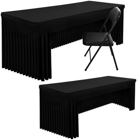 2 Pack Spandex Open Back Tablecloth, Elastic Fitted Stretch Tablecloth for 5FT Rectangle Tables, Waterproof