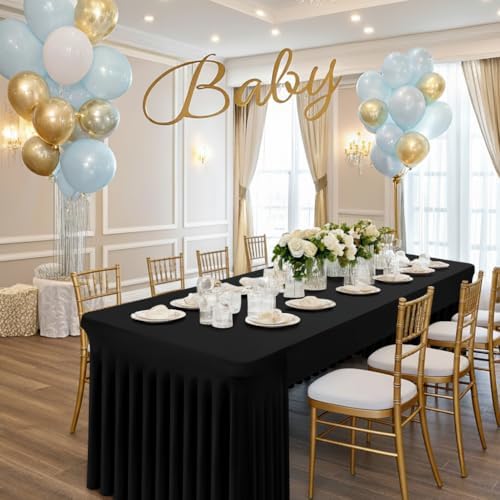 2 Pack Spandex Open Back Tablecloth, Elastic Fitted Stretch Tablecloth for 5FT Rectangle Tables, Waterproof, alternate view 5