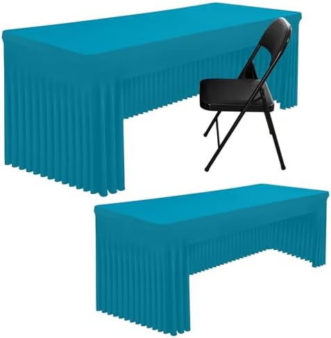 2 Pack Spandex Open Back Tablecloth, Elastic Fitted Stretch Tablecloth for 6FT Rectangle Tables, Waterproof
