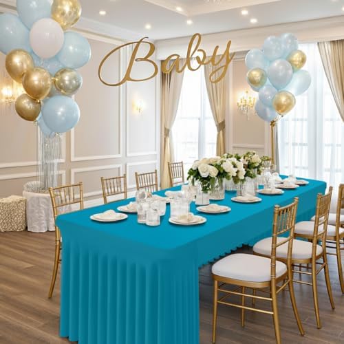 2 Pack Spandex Open Back Tablecloth, Elastic Fitted Stretch Tablecloth for 6FT Rectangle Tables, Waterproof, alternate view 5