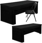 2 Pack Spandex Open Back Tablecloth, Elastic Fitted Stretch Tablecloth for 6FT Rectangle Tables, Waterproof