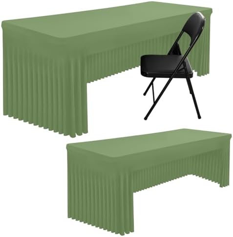 2 Pack Spandex Open Back Tablecloth, Elastic Fitted Stretch Tablecloth for 8FT Rectangle Tables, Waterproof