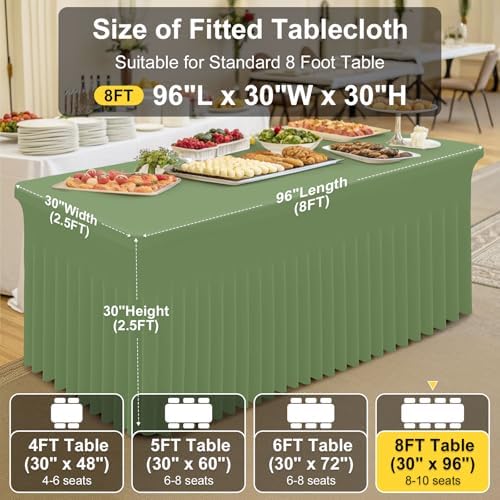 2 Pack Spandex Open Back Tablecloth, Elastic Fitted Stretch Tablecloth for 8FT Rectangle Tables, Waterproof, alternate view 4