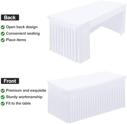 2 Pack Spandex Open Back Tablecloth, Elastic Fitted Stretch Tablecloth for 6FT Rectangle Tables, Waterproof, alternate view 2