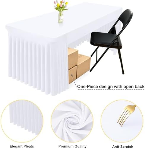 2 Pack Spandex Open Back Tablecloth, Elastic Fitted Stretch Tablecloth for 6FT Rectangle Tables, Waterproof, alternate view 3