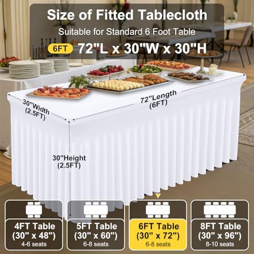 2 Pack Spandex Open Back Tablecloth, Elastic Fitted Stretch Tablecloth for 6FT Rectangle Tables, Waterproof, alternate view 4