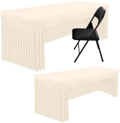 2 Pack Spandex Open Back Tablecloth, Elastic Fitted Stretch Tablecloth for 6FT Rectangle Tables, Waterproof