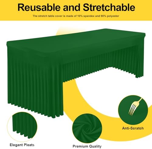 2 Pack Spandex Open Back Tablecloth, Elastic Fitted Stretch Tablecloth for 6FT Rectangle Tables, Waterproof, alternate view 2