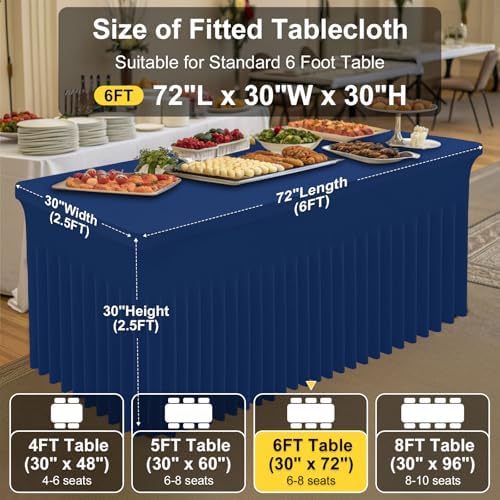 2 Pack Spandex Open Back Tablecloth, Elastic Fitted Stretch Tablecloth for 6FT Rectangle Tables, Waterproof, alternate view 4