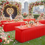 2 Pack Spandex Red Fitted Table Cloth for 8ft Rectangle Tables Red Stretch Tablecloth Table Covers Skirt Banquet, alternate