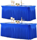 2 Pack Spandex Royal Blue Fitted Table Cloth for 6ft Rectangle Tables Blue Tablecloth Stretch Table Covers Skirt