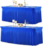 2 Pack Spandex Royal Blue Fitted Table Cloth for 8ft Rectangle Tables Blue Tablecloth Stretch Table Covers