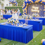 2 Pack Spandex Royal Blue Fitted Table Cloth for 8ft Rectangle Tables Blue Tablecloth Stretch Table Covers, alternate view 2