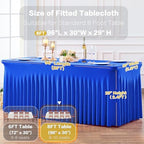 2 Pack Spandex Royal Blue Fitted Table Cloth for 8ft Rectangle Tables Blue Tablecloth Stretch Table Covers, alternate view 7