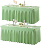 2 Pack Spandex Sage Green Fitted Table Cloth for 6ft Rectangle Tables Sage Green Stretch Tablecloth Table Covers