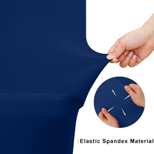 2 Pack Spandex Table Cloth 36x36in, Elastic Fitted Navy Tablecloth in Navy, alternate view 5