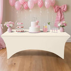 2 Pack Spandex Table Cloth 4FT, Elastic Fitted Beige Tablecloth in Beige, alternate view 6