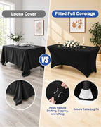 2 Pack Spandex Table Cloth 4FT, Elastic Fitted Black Tablecloth in Black, alternate view 5