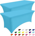 2 Pack Spandex Table Cloth 4FT, Elastic Fitted Blue Mist Tablecloth in Blue Mist