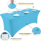 2 Pack Spandex Table Cloth 4FT, Elastic Fitted Blue Mist Tablecloth in Blue Mist, alternate view 3