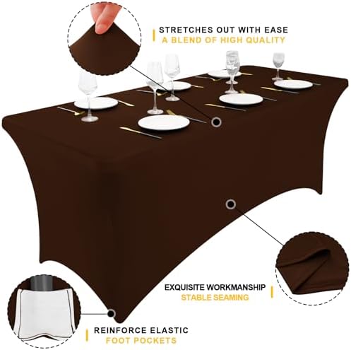 2 Pack Spandex Table Cloth 4FT, Elastic Fitted Coffee Tablecloth in Coffee, alternate view 2