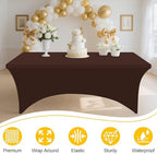 2 Pack Spandex Table Cloth 4FT, Elastic Fitted Coffee Tablecloth in Coffee, alternate view 3