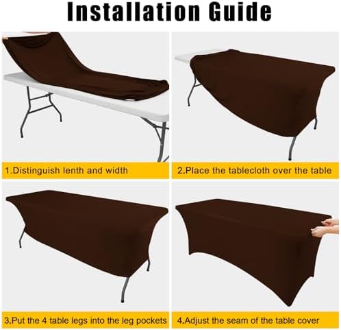 2 Pack Spandex Table Cloth 4FT, Elastic Fitted Coffee Tablecloth in Coffee, alternate view 5