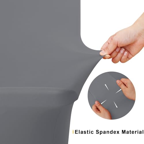 2 Pack Spandex Table Cloth 4FT, Elastic Fitted Grey Tablecloth in Grey, alternate view 4
