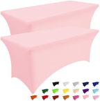 2 Pack Spandex Table Cloth 4FT, Elastic Fitted Pink Tablecloth in Pink