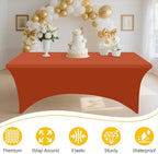 2 Pack Spandex Table Cloth 4FT, Elastic Fitted Rust Tablecloth in Rust, alternate view 3